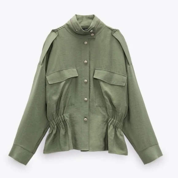 Zara Women's Modal Ruched Waist Button Up Blouse Size XS - Picture 1 of 7